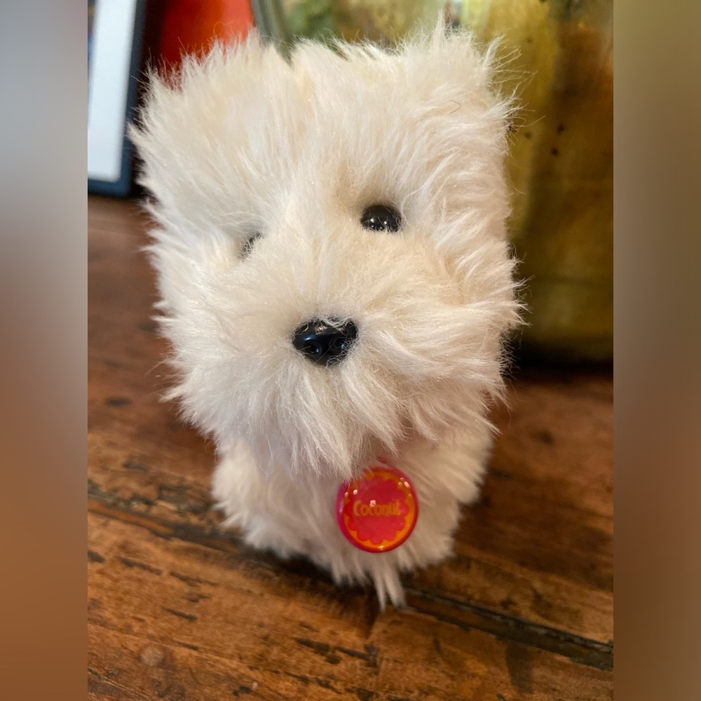 American Girl Coconut White Plush Dog with Collar and Tag - Picture 3 of 8